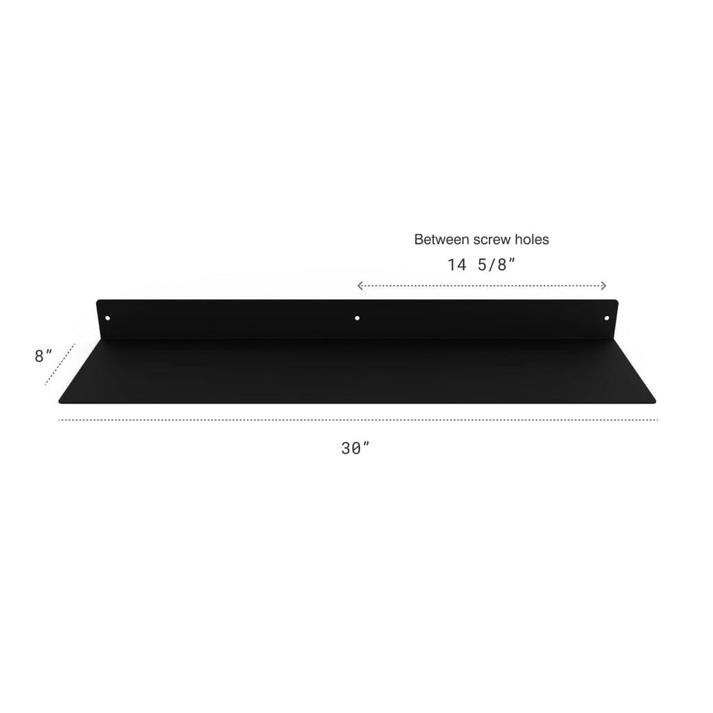 Powder Coated Industrial Forged Steel Linear Floating Shelf - (Colors: Black, White, & Gold) (Sizes: 12", 24", 30", 36", 48", 60") Industrial Steel (USA) diycartel 30in x 8in Matte Black 