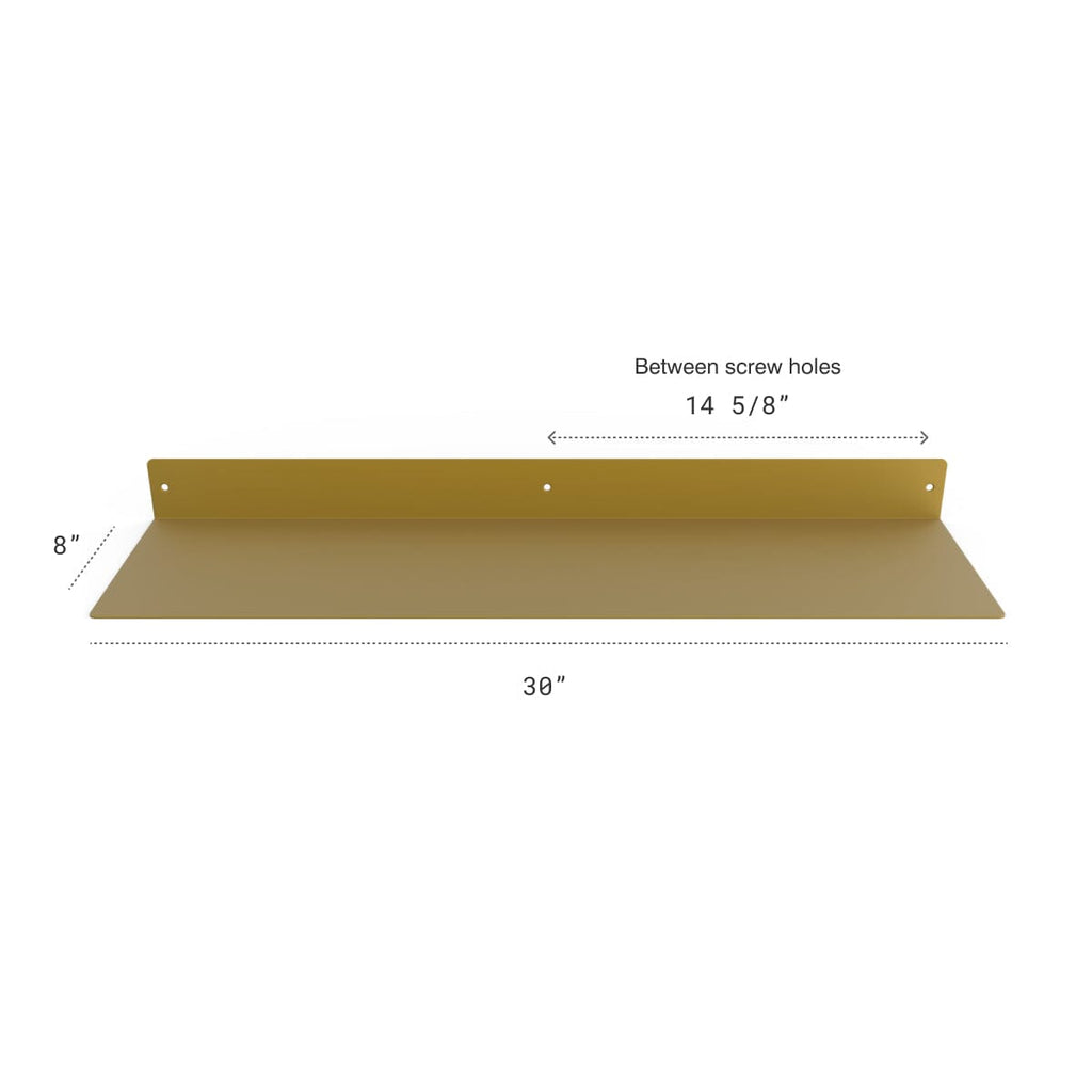 Powder Coated Industrial Forged Steel Linear Floating Shelf - (Colors: Black, White, & Gold) (Sizes: 12", 24", 30", 36", 48", 60") Industrial Steel (USA) diycartel 30in x 8in Gold 