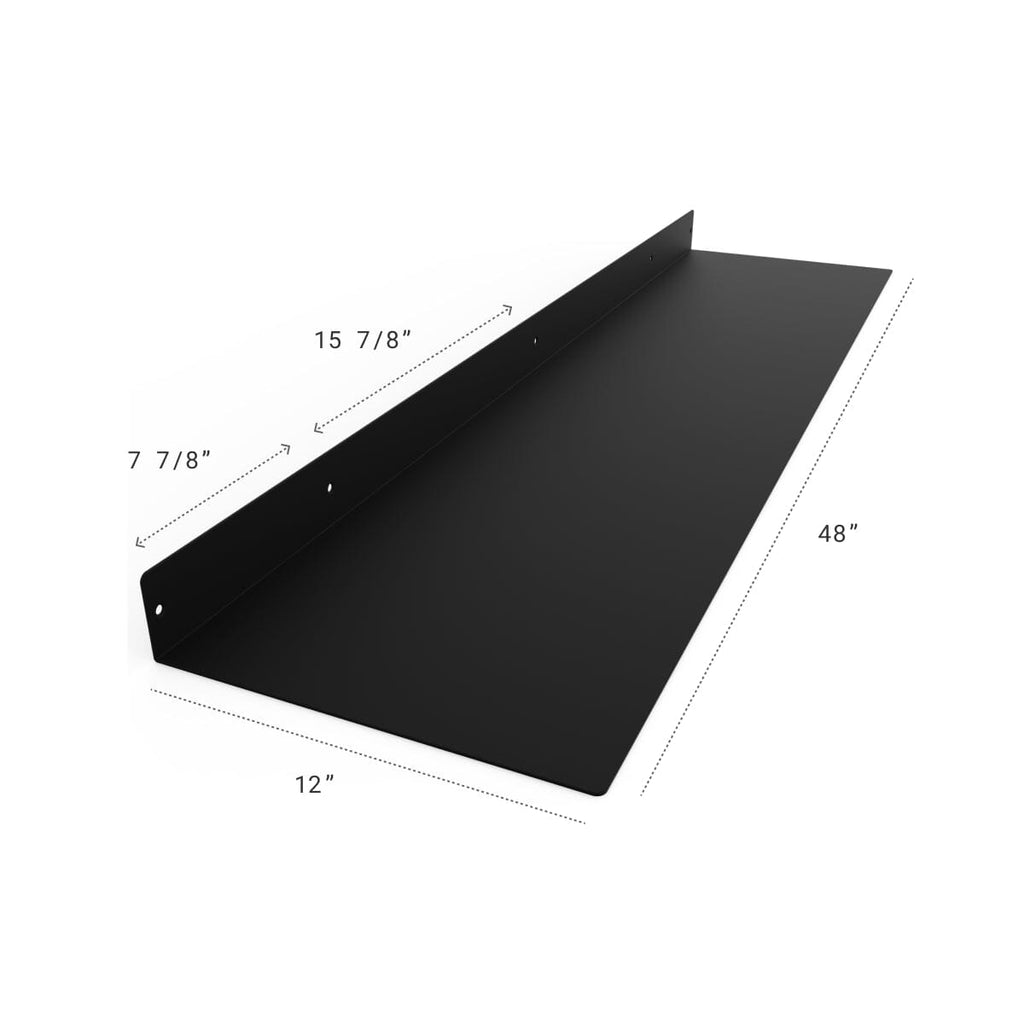 Powder Coated Industrial Forged Steel Linear Floating Shelf - (Colors: Black, White, & Gold) (Sizes: 12", 24", 30", 36", 48", 60") Industrial Steel (USA) diycartel 48in x 12in Matte Black 