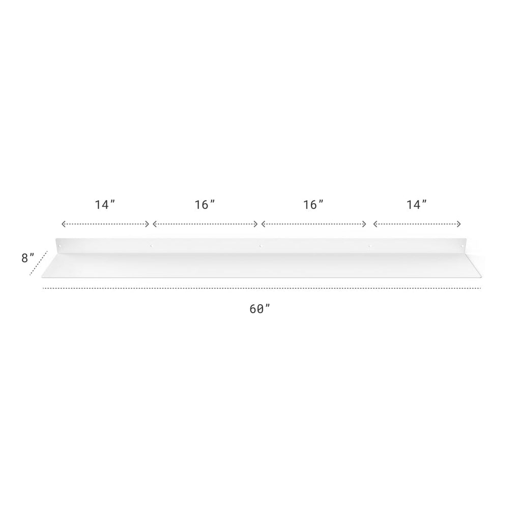 Powder Coated Industrial Forged Steel Linear Floating Shelf - (Colors: Black, White, & Gold) (Sizes: 12", 24", 30", 36", 48", 60") Industrial Steel (USA) diycartel 60in x 8in Matte White 