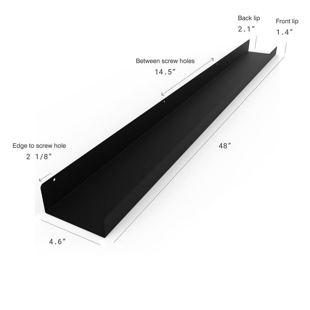 Powder Coated Industrial Steel Floating Shelf Ledge - (Colors: Black | White | Gold) (Sizes: 24" 30" 36" & 48") Industrial Steel (USA) diycartel 48-Inch Matte Black 