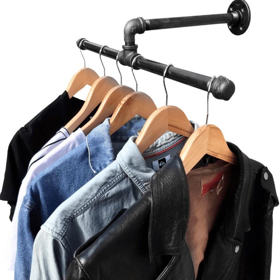 Industrial Pipe Wall Mounted Clothing/ Garment Rack | DIY Cartel – DIY ...